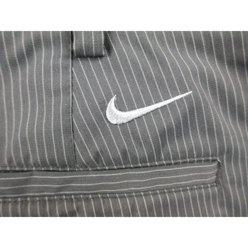 Nike Pants Mens 36 Black Chino‎ Pinstripe Preppy Lightweight Golf DriFit 36X30*